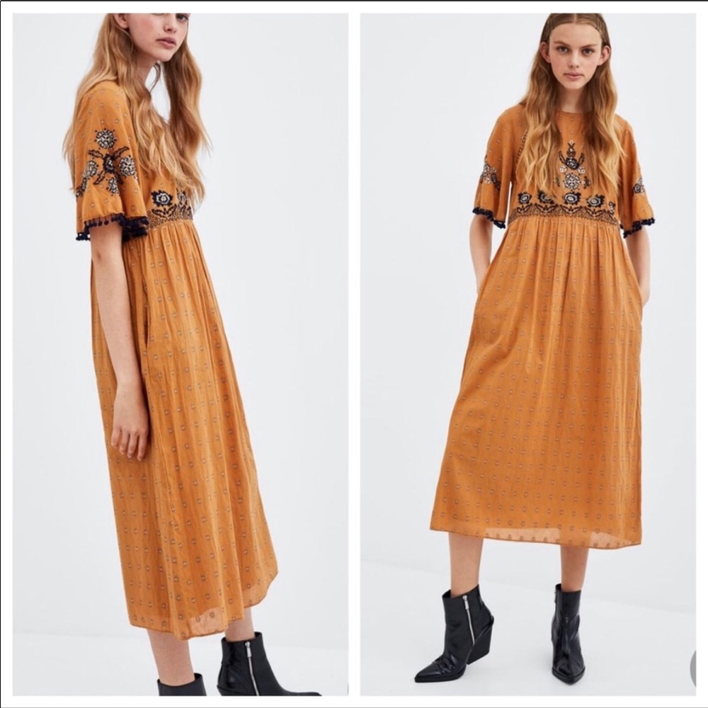 Zara embroidered dress